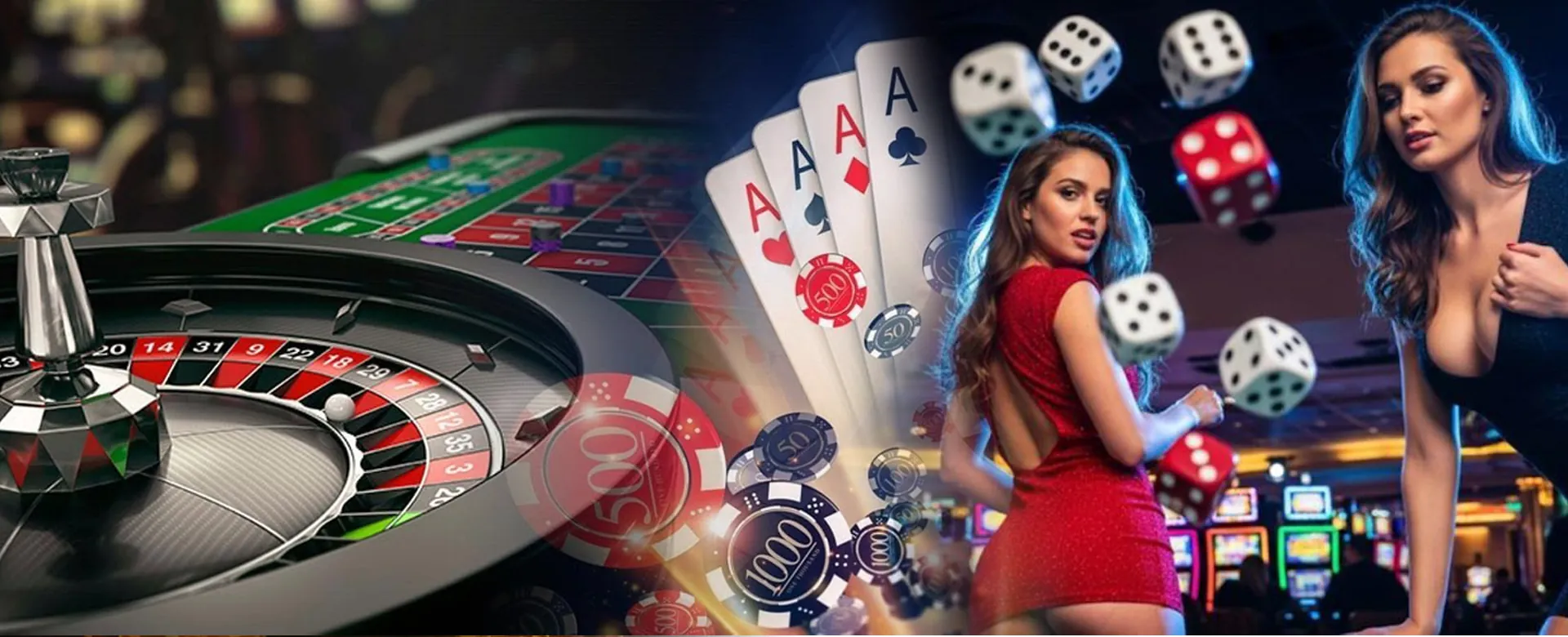 plus777 Live Casino Dealer and Table with Gold and Red Tones